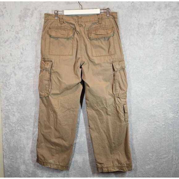 Eddie Bauer Mens 36x30 Khaki Cargo Pants Cotton Relaxed Fit Multi Pockets - Picture 2 of 16